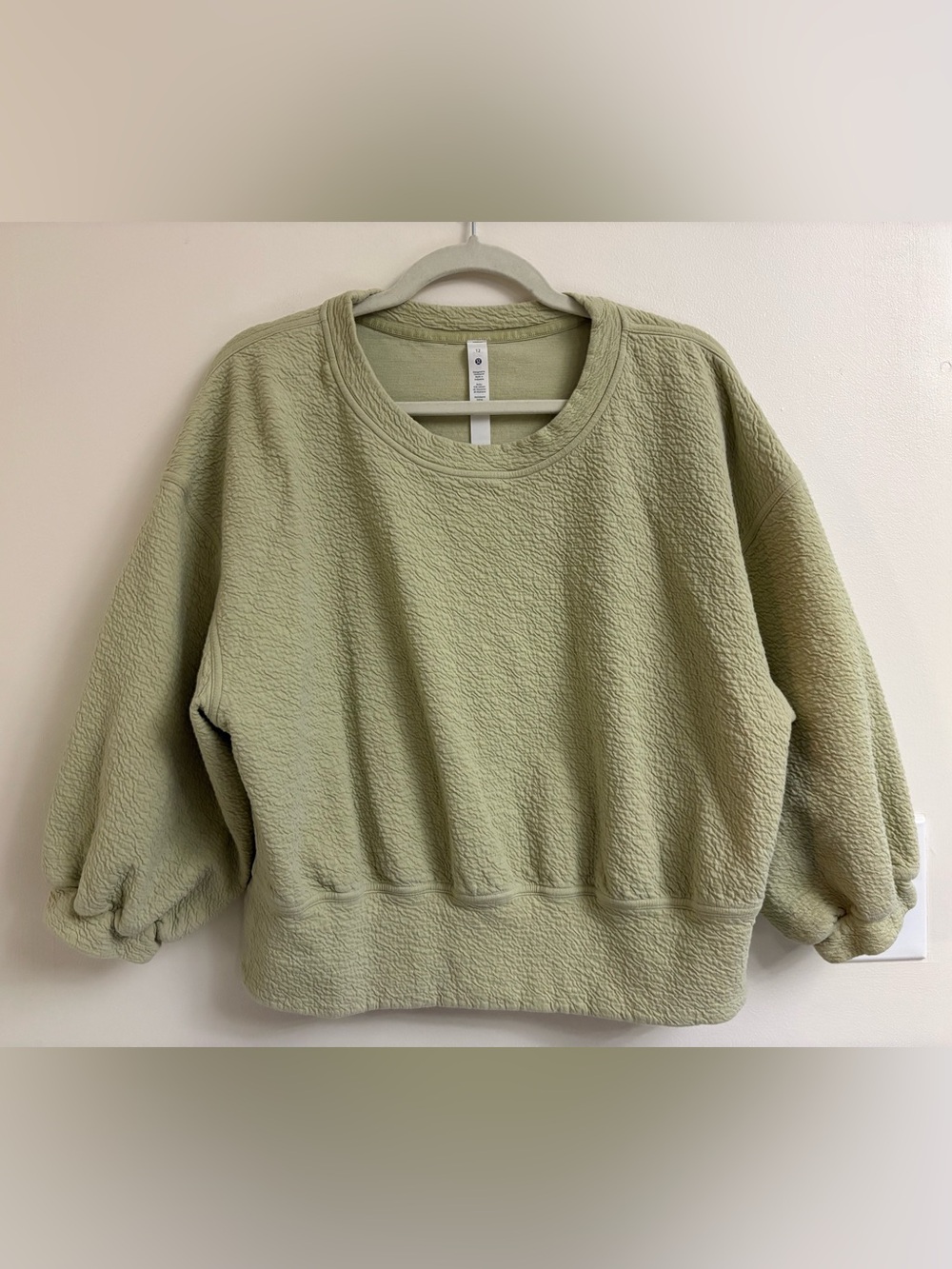 Lululemon Textured Crewneck Pullover Dew Green Size 12 cozy lounge Oversized Fit